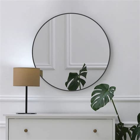 Gaierptone 24-in W x 24-in H Round Black Framed Wall Mirror CRXFUH2GRWL ...