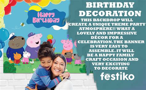 Festiko® Cartoon Pig Backdrop, Birthday Party Background 1pc Cartoon ...