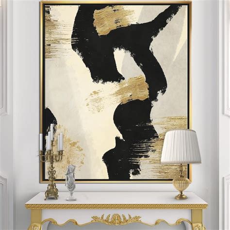 Designart Gold Wood Floater Frame 46-in H x 36-in W Modern Print on ...