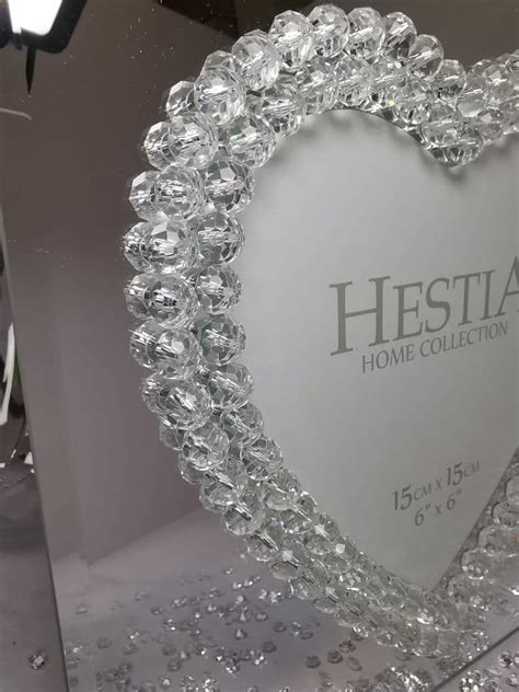 Mirror Glass Crystal Heart Photo Frame