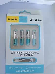 Microusb Compatible with BestFire AAA-1100mWh-1.5V USB Type-C 700mAh ...