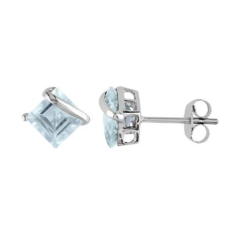 Stella Grace 10k White Gold Aquamarine Square Stud Earrings