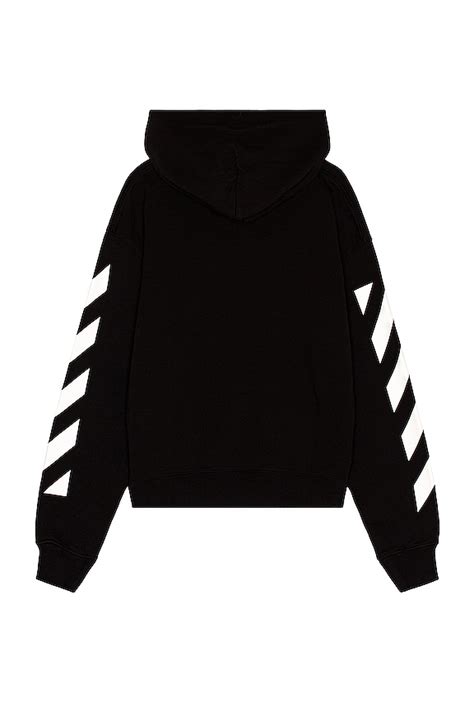 OFF-WHITE Diagonal Helvetica Over Hoodie in Black & White | REVOLVE
