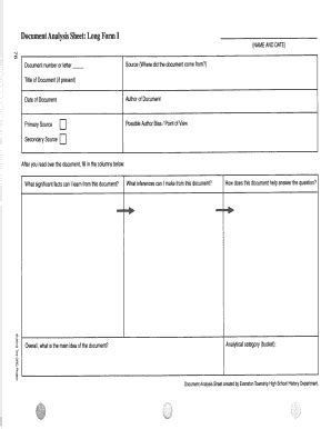 Document Analysis Sheet - Fill Out, Sign & Share Online | pdfFiller