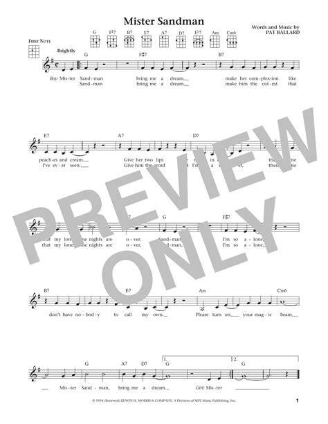 Mr Sandman Guitar Chords