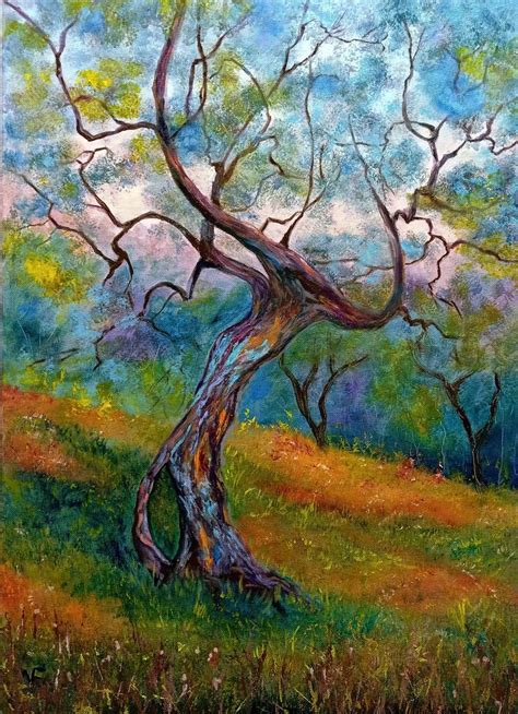 Old Olive Tree Painting Italian Modern Landscape Painting by Viktoriya ...