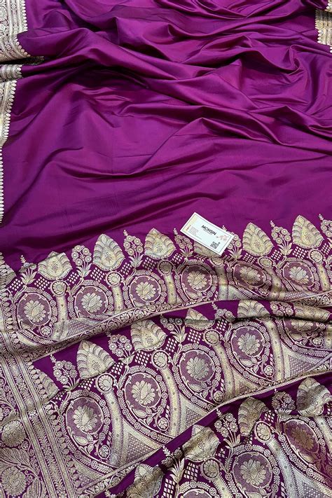 Magenta Royal Plain Katan Silk Banarasi Saree – Mohsin Textiles