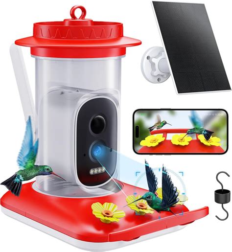 Amazon.com : Hummingbird Feeder Camera,Solar-Powered,1080P Night Vision ...