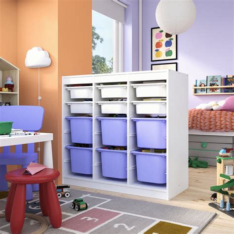 TROFAST storage combination with boxes, room divider/white lilac ...