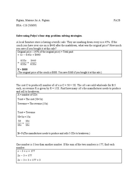 Image result for Polya's Problem Solving Strategies