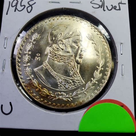 1958 Un Peso Jose Morales Silver Coin - Mexico - Gem BU ++ #1306 ...