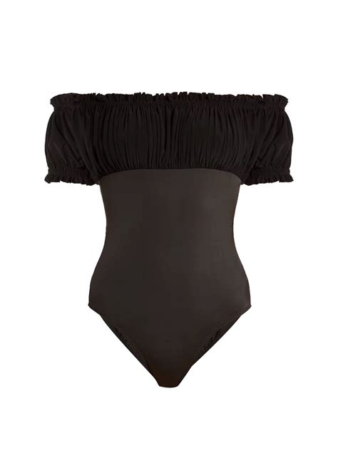 Norma Kamali + Empire Jose Mio Off-the-shoulder Swimsuit