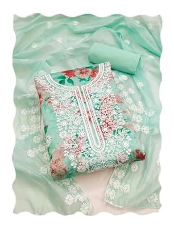 Buy OM INTERNATIONAL Women Digital Print Embroidery White Cotton Dhaga ...