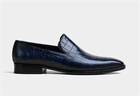 MASSIMO | MEN CROC BLUE LEATHER LOAFERS – Luxoro Formello