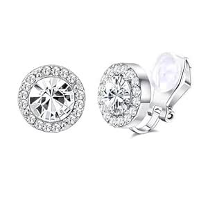 Via Mazzini Silver Plated 'Stellar Radiance' Round Crystal Clip-On No ...