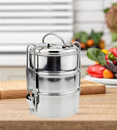 Stainless Steel Traditional Tiffin Box 8/3 Clipper Carrier Lunch Box 3 ...