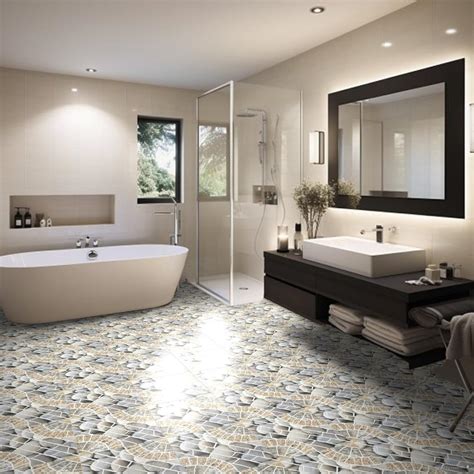 Pebble Tiles Bathroom Floor Porcelain Pebble Tile 5 Sheets For Shower