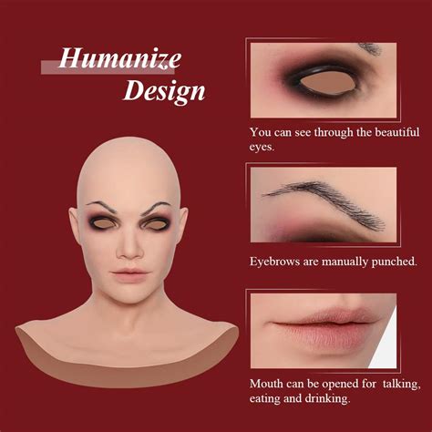 Buy Soft Silicone Realistic Female Head Mask Hand-Made Face for ...