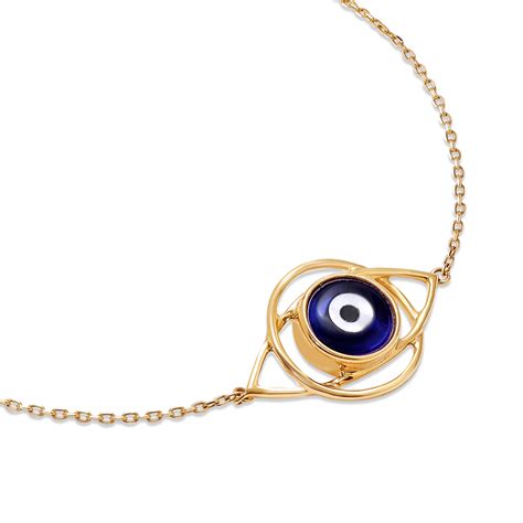 14 KT Yellow Gold Geometric Evil Eye Bracelet