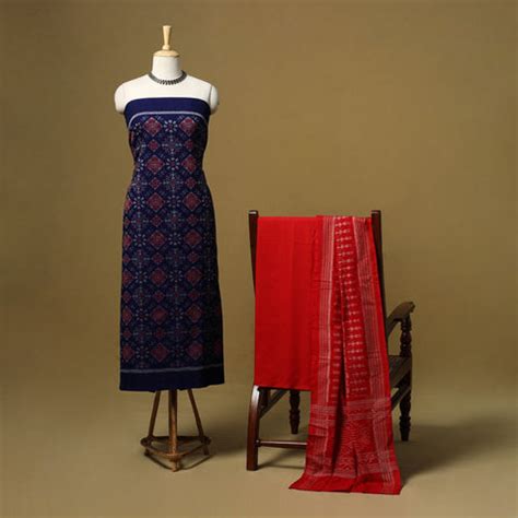 Ikat Cotton Dress Material – Handcrafted Unstitched Suit Sets | iTokri