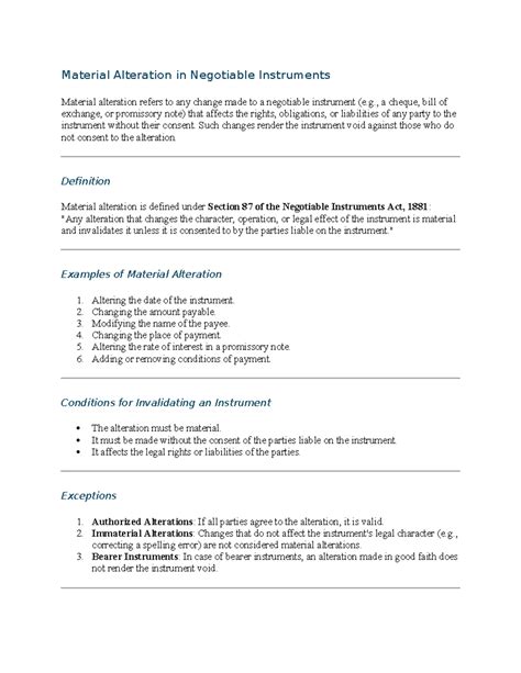 Negotiable Instruments: Understanding Material Alteration (Law 101 ...