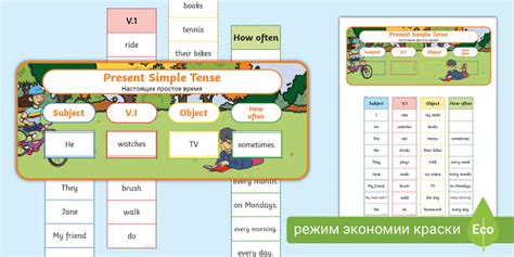 Present Simple Tense Slider | Слайдер, подходит для вклеивания в тетрадь