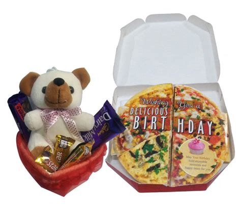 Birthday Gift Combo - Pizza Themed Birthday Greeting Card & Gift Basket ...