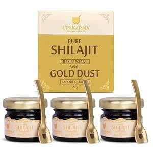 UPAKARMA Pure Shilajit Resin with Gold Dust 20g | Potent 300mg/serving ...