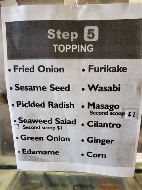 Menu at Pokeology restaurant, Yorba Linda