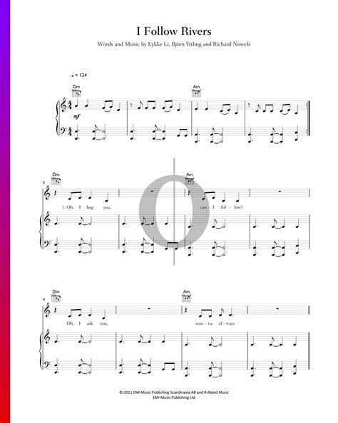 I Follow Rivers (Lykke Li) Piano Sheet Music - OKTAV
