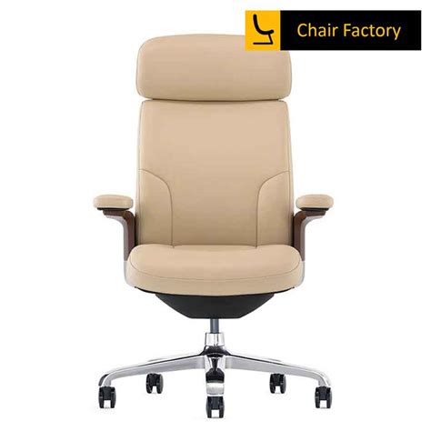 Stallion 100% Genuine Leather Cream Chair Office Desk Chair | Chair Factory