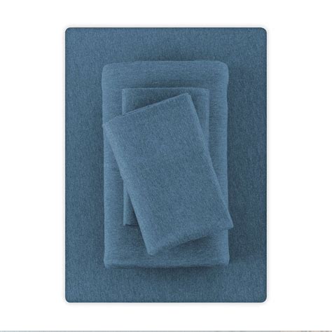 Mainstays Cotton Rich Extra Soft Jersey Bed Sheet Set, King, Dark Blue ...