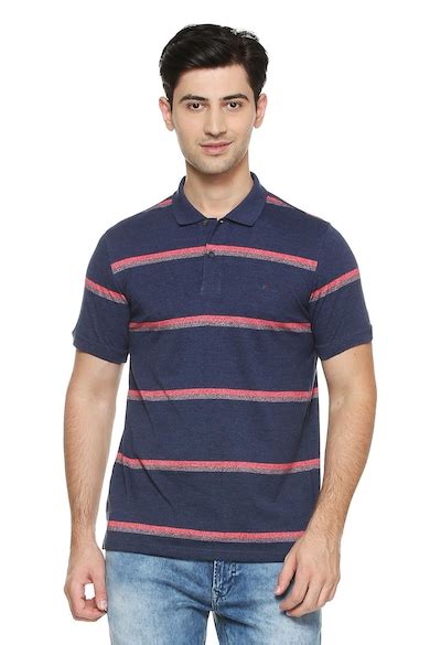 Buy Men Blue Stripe Polo Neck T-Shirts Online - 291051 | Peter England