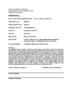 Fillable Online proposal - Connect NCDOT Fax Email Print - pdfFiller
