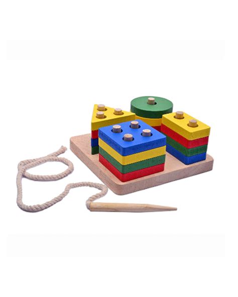 Nesta Toys Wooden Shape Sorter, Stacker & Lacing Toy-Learning ...