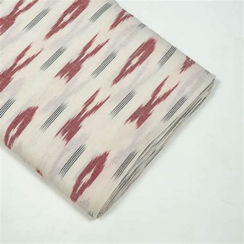 Premium Cream Colour Cotton Ikat Fabric Fabric for Designers | FabCouture