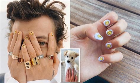 Harry Styles Happy Face Nails