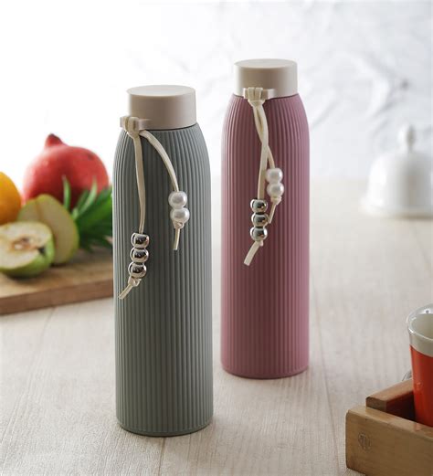 Buy Brine Zeal Glass Insulated Water Bottles, Pink & Green, 450 ML, Set ...