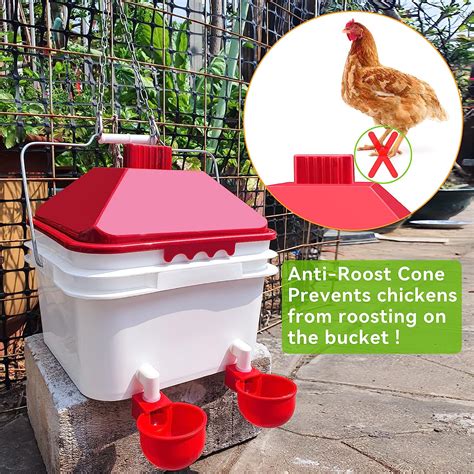 Chicken Feeder and Waterer Set 20 Pound/2.6 Gallon Automatic Weather ...