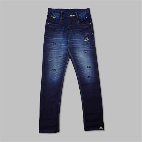 Buy Dark Blue Ripped Pattern Boys Jeans – Mumkins
