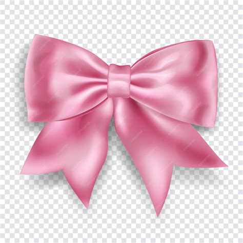 Beautiful big bow made of pink ribbon with shadow on transparent ...