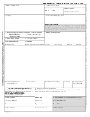 Dangerous Goods Form 2020-2026 - Fill and Sign Printable Template Online