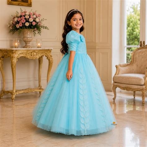 Buy Sky Blue One-Shoulder Gown for Girls – Mumkins