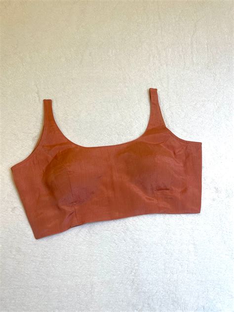 Rust Chiffon Padded Blouse – Sleeveless Round Neck | Fully Stitched ...