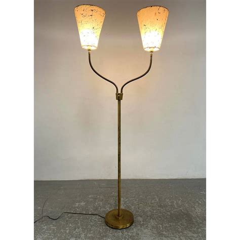 Mid Century Modern Double Goose Neck Floor Lamp. 3 Light Settings Auction