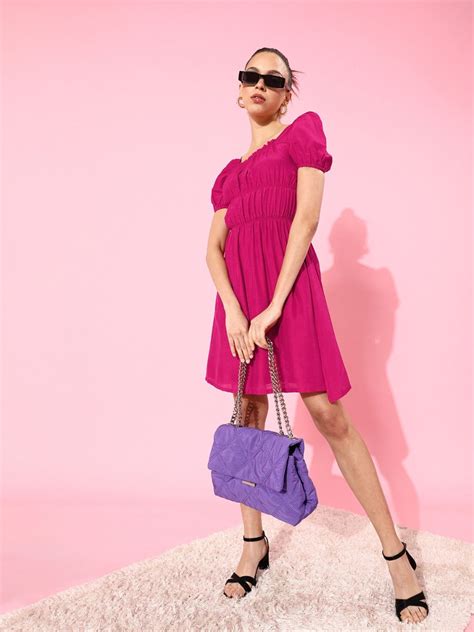 Buy Pink Solid Short Dress For Women Online - Zink London