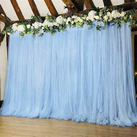 Boltove® Decoration Sky Blue Backdrop Curtain Tulle Net Transparent 5x8 ...