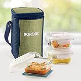 Buy Borosil Ace Borosilicate Glass Lunch Boxes Set of 4 (320 ml, 400 ml ...