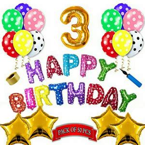 LOONS PEDDLER 3rd Birthday Decoration Items For Kids - 50Pcs Third ...