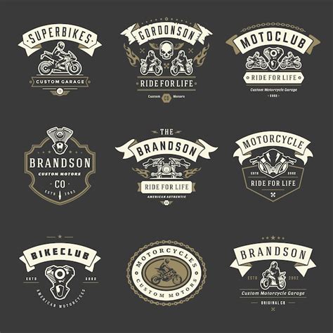 Motorcycles logos templates vector design elements set | Premium Vector